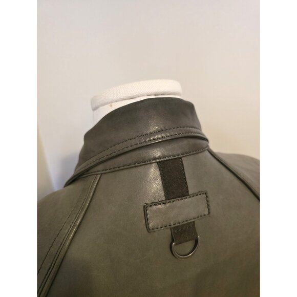 Men's Danier Genuine Leather Moto Jacket Grey Taupe Fall Zip Up Racer Sz M - Picture 9 of 13